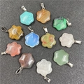 Hexagram star pendants in natural crystal and gemstone varieties with silver clasps - Random