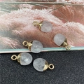 Five pieces of faceted pink quartz pendants with gold plated edges for DIY jewelry making - White Crystal Style