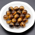 Polished tiger eye stone round beads with natural brown and yellow stripes for DIY jewelry - Tiger's Eye