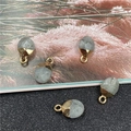 Faceted oval semi-precious stone pendants with gold-plated bezel for DIY jewelry - Labradorite Style