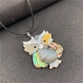 Handcrafted owl pendant necklace featuring colorful abalone shell and white mother-of-pearl - Style 5 Owl