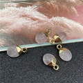 Pink quartz oval faceted pendants with gold plated caps for DIY jewelry making - Rose Quartz Style