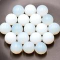 Polished 16mm white translucent gemstone spheres for DIY jewelry making - Opalite (Synthetic)