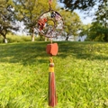 Seven Chakras Tree of Life car hanging with red crystal stone and colorful tassels - Red Jasper