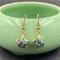 Gold star drop earrings with natural Ruby in Zoisite crystal stones for a sweet style - Ruby Zoisite