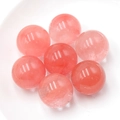 Polished 16mm natural rose quartz round beads set of seven pieces in a white bowl - Watermelon Red (Synthetic)