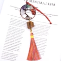 Handmade tree of life car charm with multi-color crystals and tiger eye stone tassel - Tiger's Eye