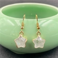 Elegant star-shaped white crystal pendant earrings with gold-plated edges for women - White Crystal