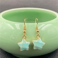 Star-shaped gold-plated drop earrings featuring turquoise texture and elegant fishhook - Synthetic Blue Turquoise