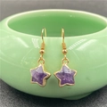 Elegant gold-rimmed star earrings with purple crystal stones in a minimalist design - Amethyst