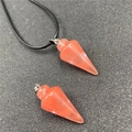 Pendentif pendule en cristal fraise avec cordon noir réglable pour femmes - Rouge Pastèque (Synthétique)