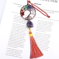 Handmade tree of life car charm with multi-color crystals and purple amethyst tassel - Dark Amethyst