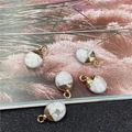 Five oval white turquoise stone pendants with gold plated edges for DIY jewelry - White Turquoise Style