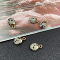 Dalmatian Jasper oval pendants with gold plated edges for DIY jewelry making - Dalmatian Jasper Style