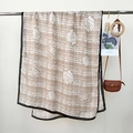 Classic beige and white plaid rose scarf with thin black borders for elegant women - 85x180cm / Beige