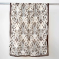 Écharpe en coton et lin beige avec motif cachemire et bordures marron élégantes - 85*180cm / Naturel Avec Bord Café