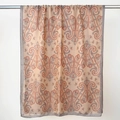 Écharpe en coton lin beige avec motif paisley vintage orange et bleu chic - 85*180cm / Bord Gris