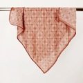 Ethnic vintage square scarf in brick red with intricate white mandala print pattern - Pink