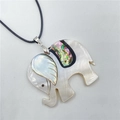 Elephant pendant necklace crafted with white mother of pearl and colorful abalone shell - Style 5 Elephant