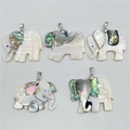 Five-piece elephant pendant set made of white mother of pearl and abalone shell shell - Random