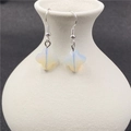 Silver-plated clover drop earrings with translucent milky white stone pendants - Opal 1 Pair (Synthetic)