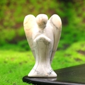 Polierte 2-Zoll Engelstatue aus weißem Türkis mit grauer Marmorierung als Deko - Weißer Türkis (2 Zoll Weißer Türkis 1 STK)