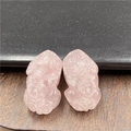 Paar handgeschnitzte natürliche Rosa-Kristall-Pixiu-Anhänger mit durchscheinendem Quarz - Rosenquarz
