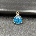 Pendentif goutte en pierre bleue facettée avec sertissage doré pour bijoux DIY - Cristal Bleu 1 Pièce