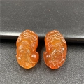 Transluzente orangerote Pixiu Anhänger aus Tigerauge für DIY Schmuck und Schlüsselanhänger - Roter Achat