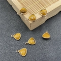 Set of 7 faceted triangular tiger eye stone pendants with light gold plated frames - Tiger Eye (1Pc)