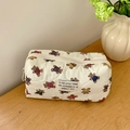 Borsa da trucco trapuntata color crema con stampe di orsi colorati e cerniera - Piccolo