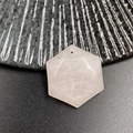 Pendente esagonale in quarzo rosa con trama naturale per collana con energia curativa - Quarzo rosa