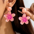 Rosa Kirschblüten Acryl-Ohrhänger für Damen mit detaillierten Blütenblatt-Strukturen - Rosa (31533-ear-pink-EP)