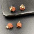 Ciondolo poliedrico geometrico in pietra di sole marrone con anello in metallo dorato - Pietra di Sole Oro (Sintetico)