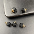 Set di 5 ciondoli geometrici neri con anelli in metallo dorato per collane fai-da-te - Ossidiana