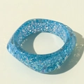Detailed view of sky blue resin bangle with iridescent sequins and glitter flakes - Sky Blue Square Iridescent Flake Style (31619-bra-blue)