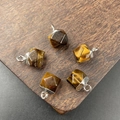 Faceted tiger eye crystal pendants with silver metal caps for DIY jewelry making - Tiger's Eye