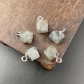 Five faceted labradorite natural stone pendants with silver metal loops for jewelry making - Labradorite