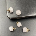 Pink rose quartz geometric pendants with gold caps and loops for DIY necklaces - Rose Quartz