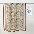 Retro linen scarf with brown houndstooth border and earthy floral paisley patterns - 85*180cm / Light Yellow