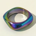 Detailed view of iridescent purple rounded square bangle with a translucent laser finish - Iridescent Blue Purple