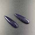 Polished blue goldstone teardrop beads with sparkling star-like crystal inclusions - Blue Goldstone (Synthetic)