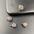 Amethyst faceted gemstone pendant with gold plated edges for DIY necklace making - India Agate