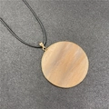 Vintage round aventurine stone pendant necklace with gold frame on black woven cord - Pink Aventurine