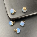 Set of 5 light blue faceted crystal pendants with gold loops for DIY jewelry - Synthetic Opal
