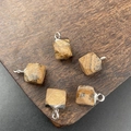 Set of five natural stone cube pendants with silver metal hooks for DIY jewelry making - Jasper