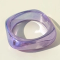 Macro shot of purple translucent resin square bangle with laser iridescent finish - Iridescent Purple