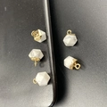 Faceted white marble texture stone pendants with gold plated caps for DIY jewelry - Howlite
