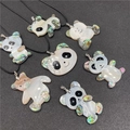 Panda and bear pendant necklace with white shell and colorful abalone mosaic inlay - Random Panda Style