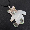 Panda shell pendant necklace with abalone and white mother of pearl on a black cord - Bear Style 6